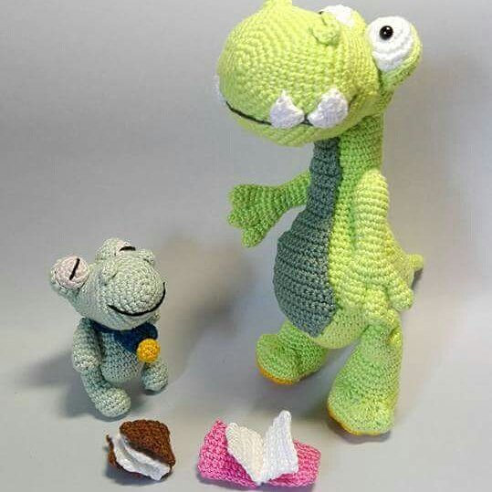 Maman dragon et son bébé - création en crochet