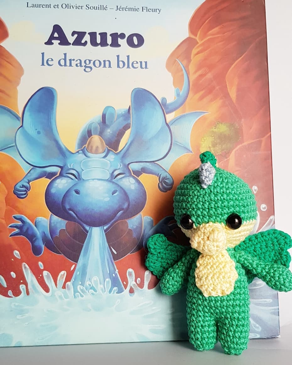Azuro le dragon bleu - création en crochet