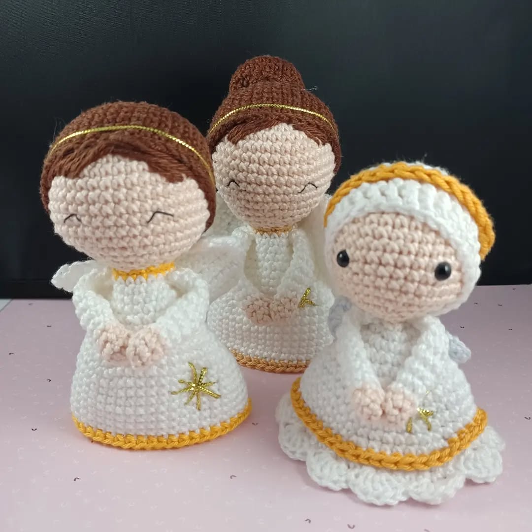 Trio d'anges - création en crochet